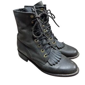 Vintage Justin Lace-up Leather Boots